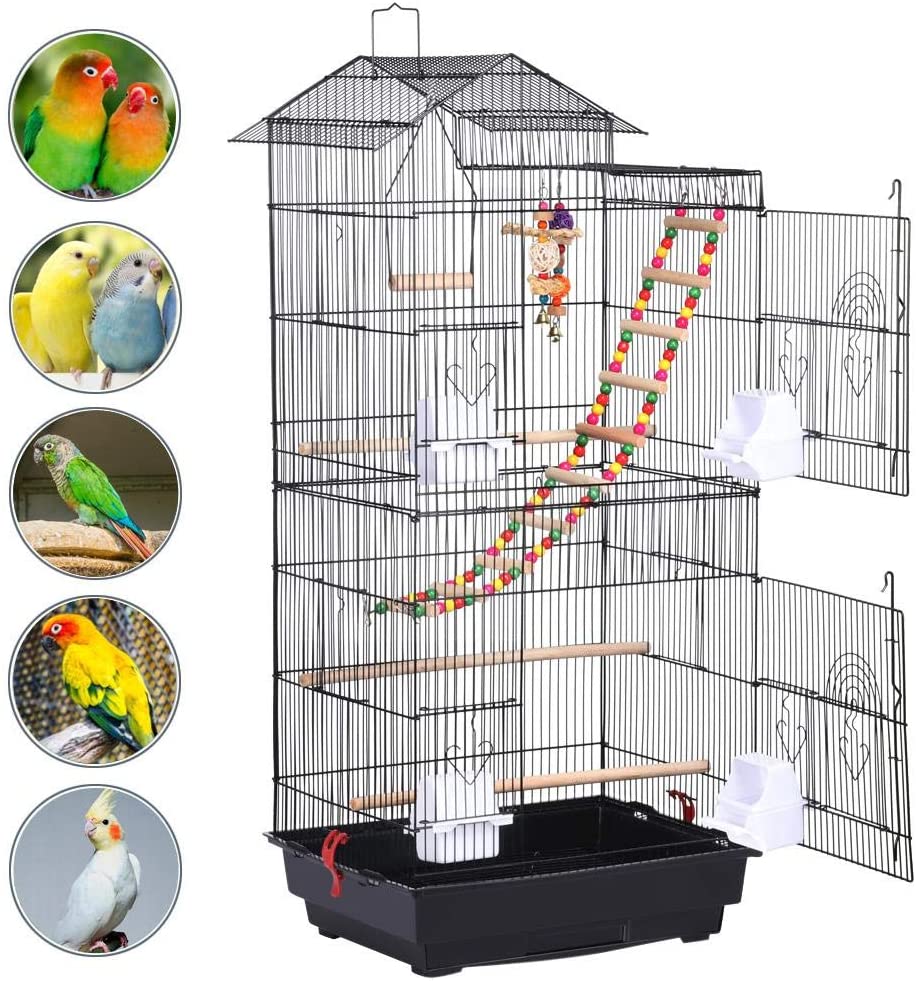 Bellanny Bird Cages with Rolling Stand for Parrots Parakeets Cockatiels Wrought Iron Large Flight Bird Cage for Canary Finch Lovebird Parrotlet Conure Cockatiel 52inch/53inch 
